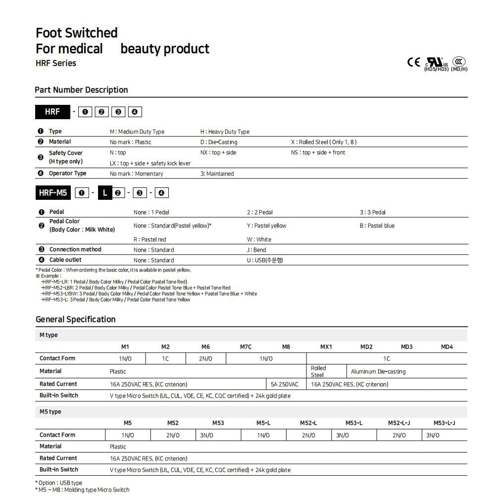 HRF-M5-L Medical Foot Switch